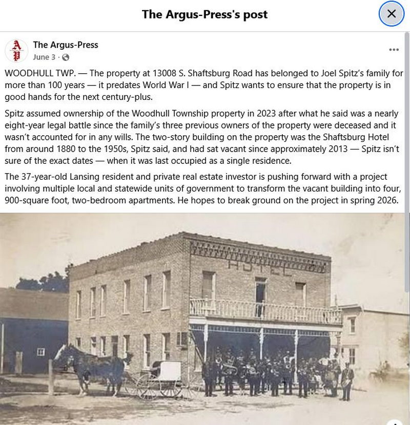 Shaftsburg - Facebook Post From Argus Press (newer photo)